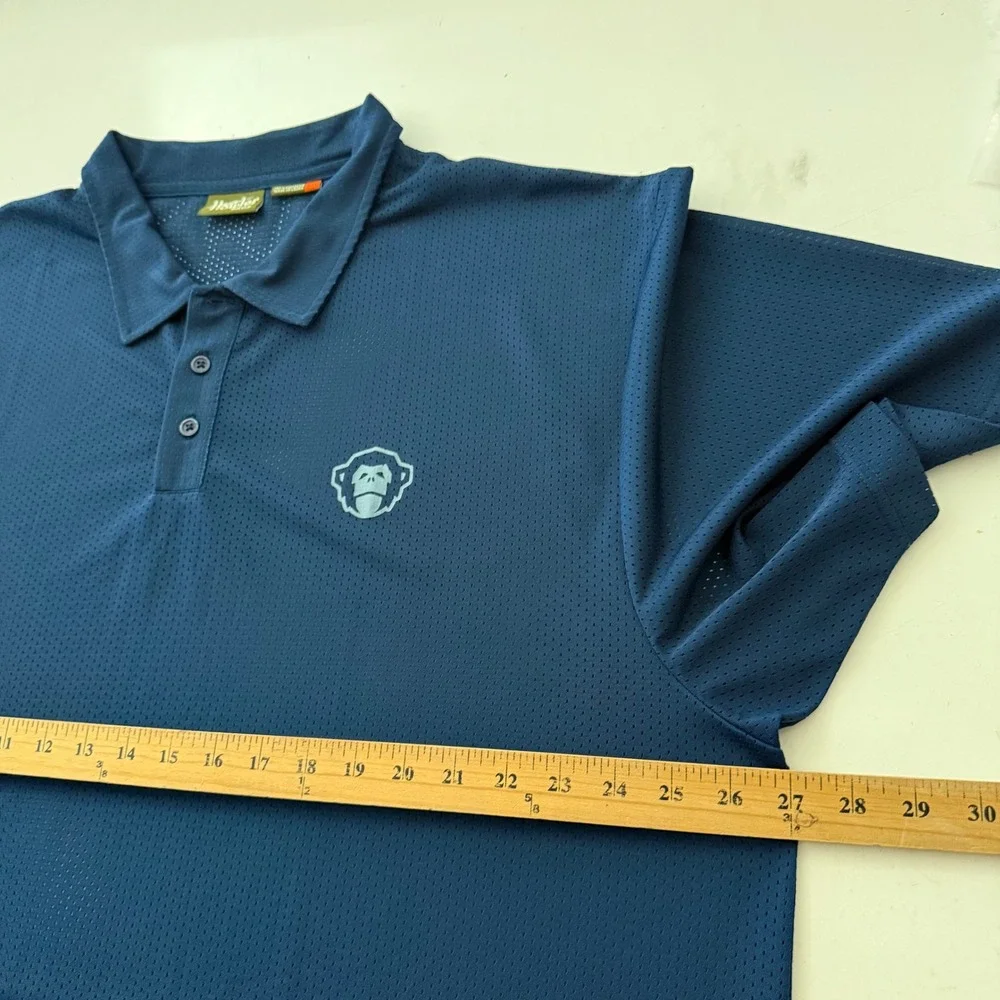 Howler Bros Mens XXL Navy Blue Mesh Short Sleeve Polo Shirt Monkey Logo Gorpcore - Picture 5 of 7